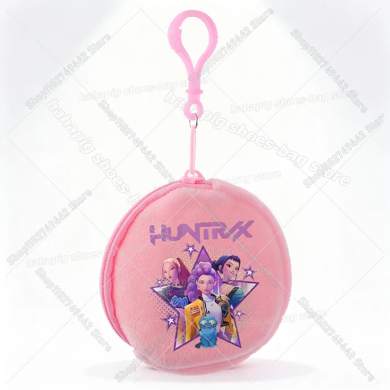 Mini porte-monnaie Kpop Demon Hunters pour fille, pochette ronde, portefeuille à fermeture éclair avec écouteurs et porte-clés, motif Zoey Mira Rumi, pour enfants