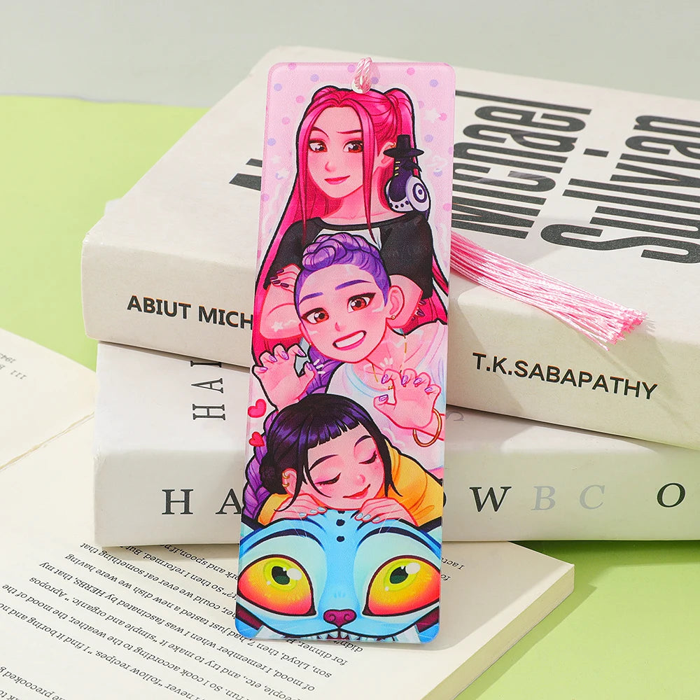 Marque-pages acryliques Kpop Demon Hunters - Accessoire de livre - Fournitures de lecture - Cadeau pour enseignants - Accessoires Kpop Demon Hunter - Papeterie mignonne