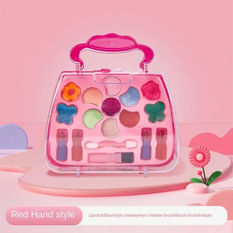 Coffret de maquillage pour fille, jouet maison de poupée, fard à paupières, maquillage de princesse, sac à main, amusant, sûr, soluble dans l'eau, cadeau d'anniversaire