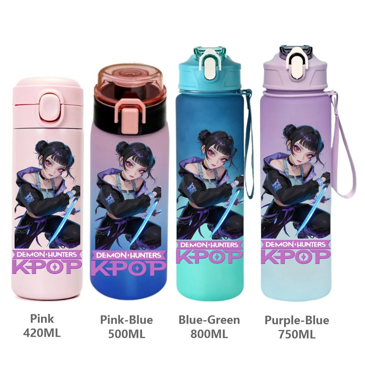 Gourde de sport KPop Demon Hunters, motif dessin animé tendance, étanche, portable, cadeau d'anniversaire pour enfants