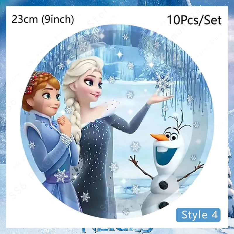 Kit de décoration pour fête d'anniversaire Disney Elsa La Reine des Neiges : vaisselle jetable, gobelets en papier, nappes, assiettes et sacs