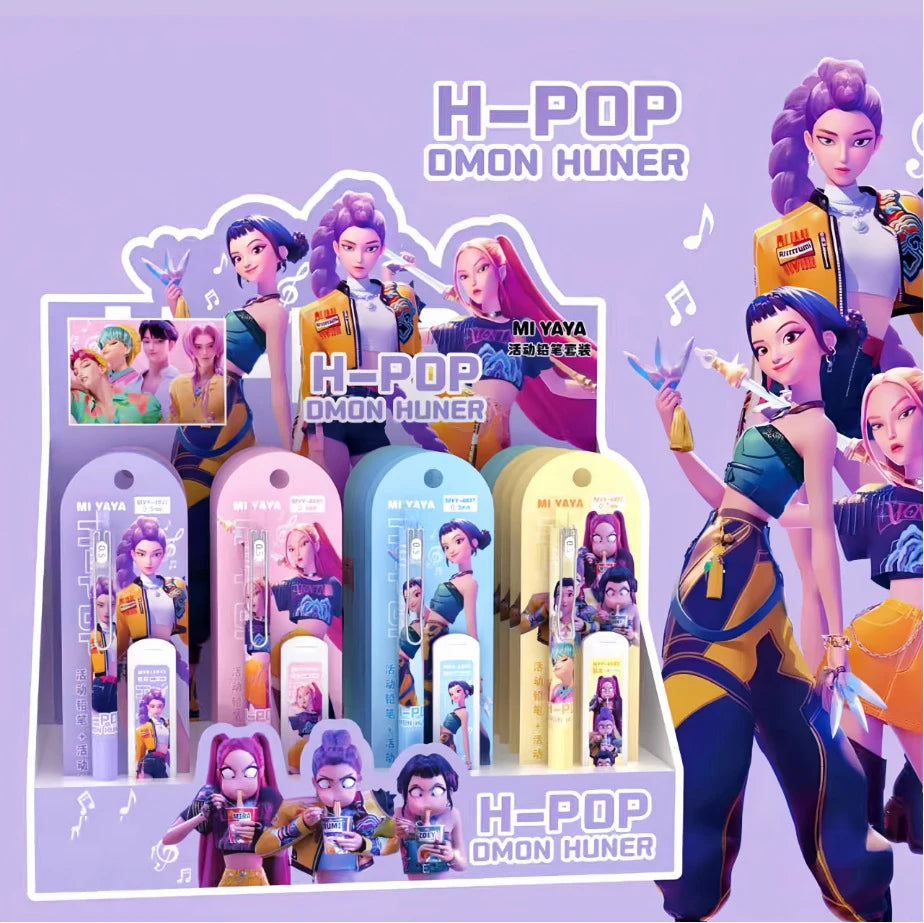 Ensemble de crayons automatiques KPOP Demon Hunter - Lot aléatoire de 1/2/4/6 pièces - Fournitures scolaires pour enfants, cadeau pour l'écriture et le dessin