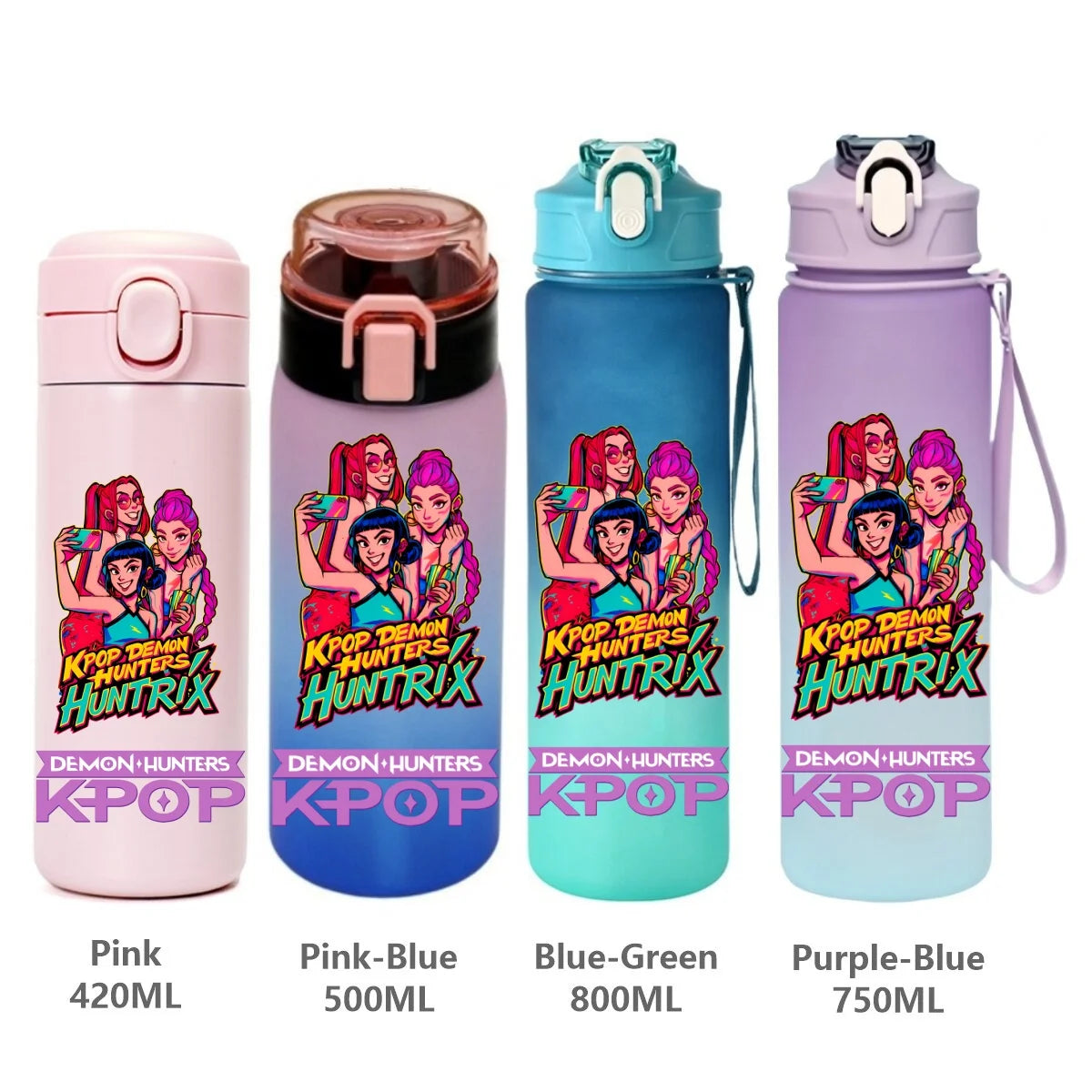 Gourde de sport KPop Demon Hunters, motif dessin animé tendance, étanche, portable, cadeau d'anniversaire pour enfants