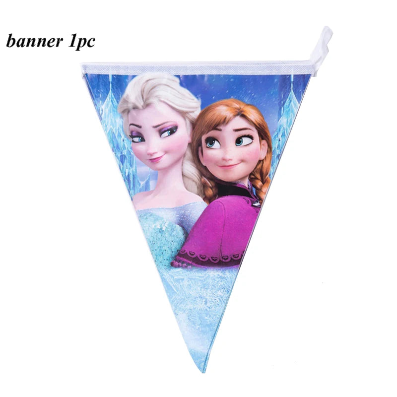 Assiettes jetables Disney Reine des Neiges, couverts, décorations de fête d'anniversaire Anna et Elsa, assiettes et gobelets pour enfants, articles de fête pour baby shower