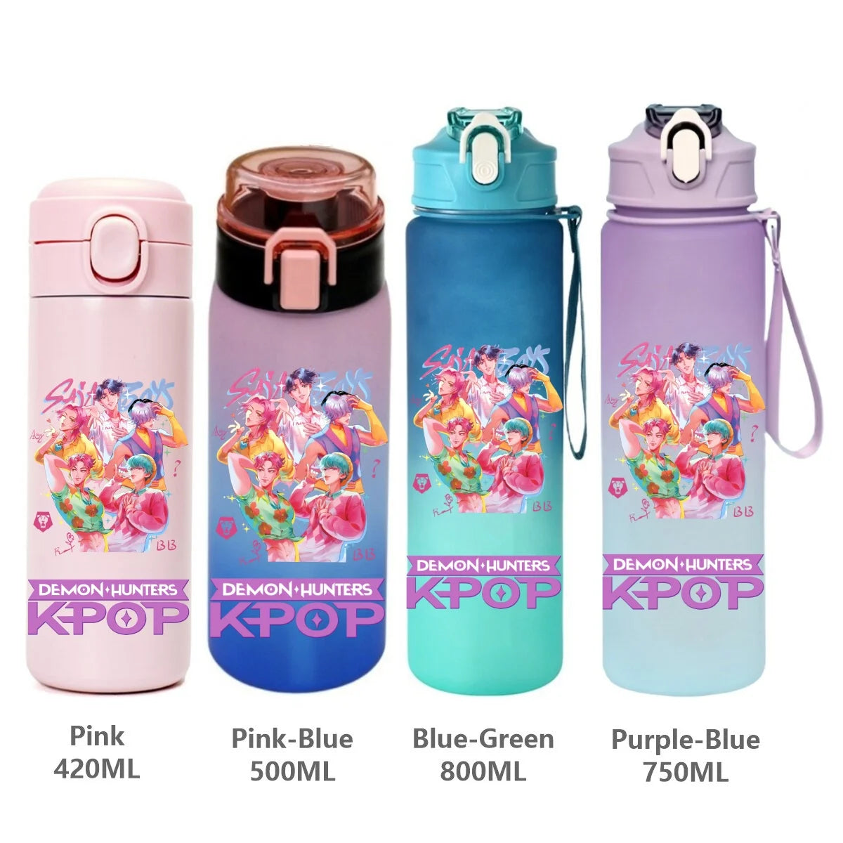 Gourde de sport KPop Demon Hunters, motif dessin animé tendance, étanche, portable, cadeau d'anniversaire pour enfants