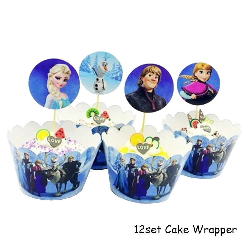 Assiettes jetables Disney Reine des Neiges, couverts, décorations de fête d'anniversaire Anna et Elsa, assiettes et gobelets pour enfants, articles de fête pour baby shower