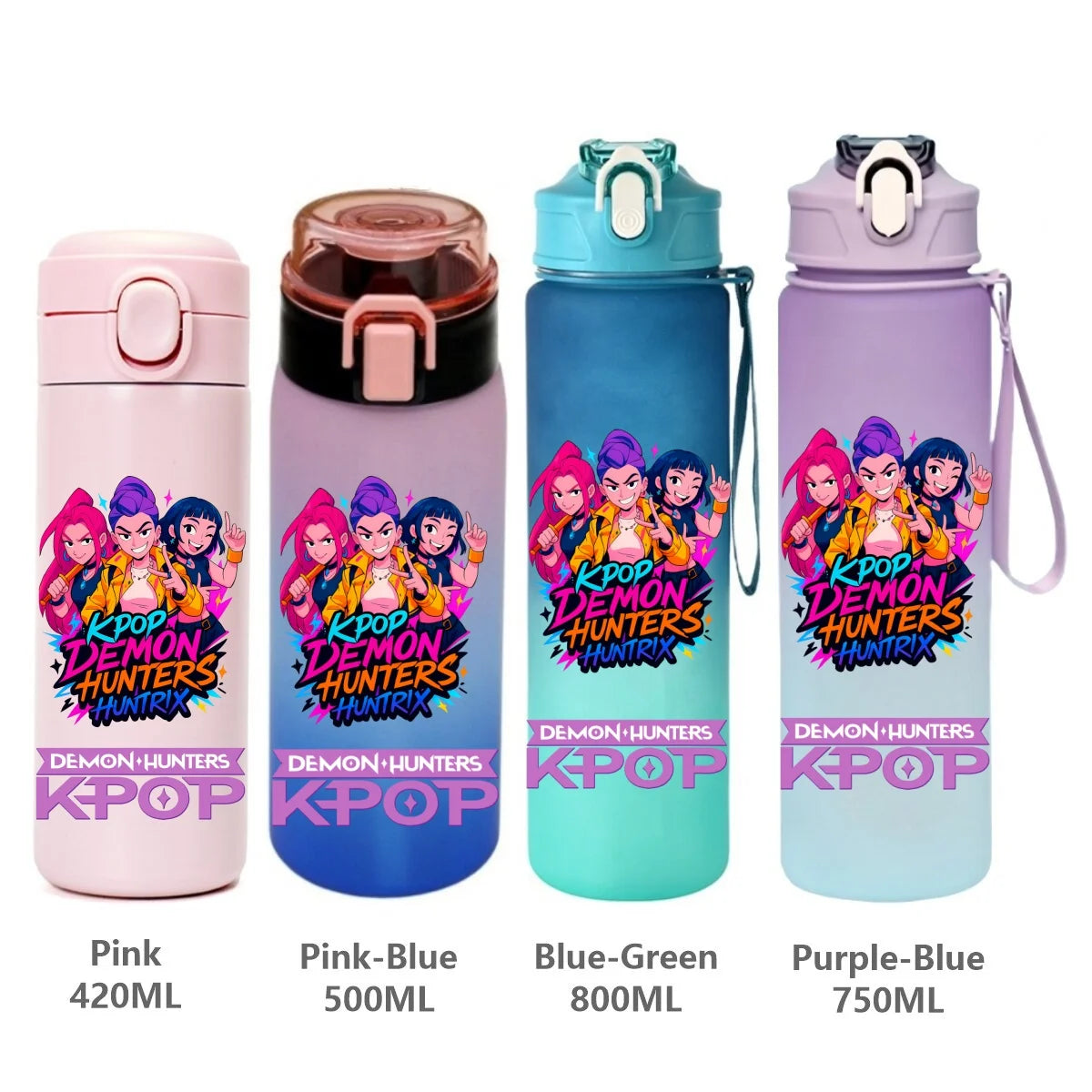 Gourde de sport KPop Demon Hunters, motif dessin animé tendance, étanche, portable, cadeau d'anniversaire pour enfants