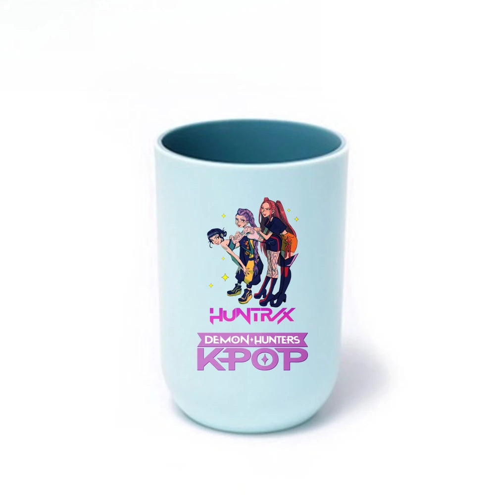 Gobelet à brosse à dents K-Pop Demon Hunters, gobelet en plastique pour bain de bouche, boîte de rangement pour articles de toilette de voyage, accessoires de salle de bain