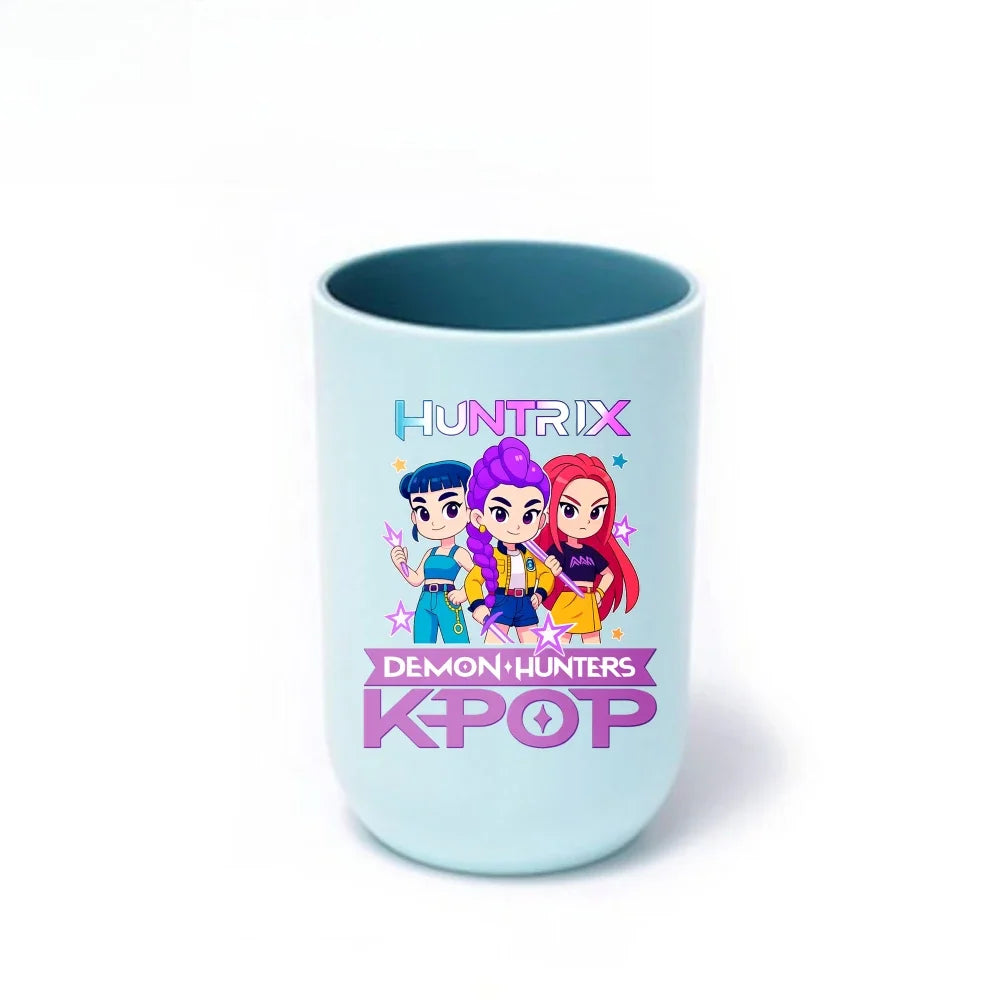 Gobelet à brosse à dents K-Pop Demon Hunters, gobelet en plastique pour bain de bouche, boîte de rangement pour articles de toilette de voyage, accessoires de salle de bain