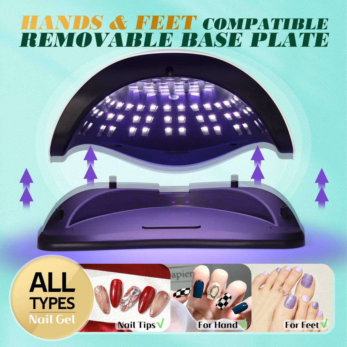 Lampe UV LED pour ongles 380 W, lampe de séchage LED puissante pour tous les vernis semi-permanents, idéale pour un usage professionnel à domicile ou en salon