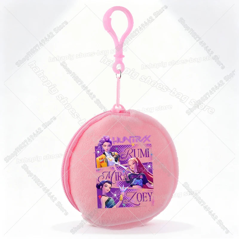 Mini porte-monnaie Kpop Demon Hunters pour fille, pochette ronde, portefeuille à fermeture éclair avec écouteurs et porte-clés, motif Zoey Mira Rumi, pour enfants