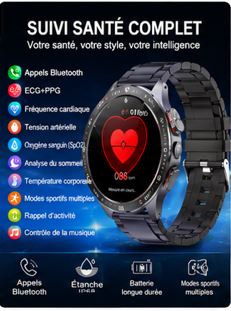 AI-GPT Health Watch 2026 – Montre Connectée Santé Premium ECG & Appels Bluetooth