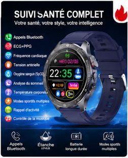AI-GPT Health Watch 2026 – Montre Connectée Santé Premium ECG & Appels Bluetooth