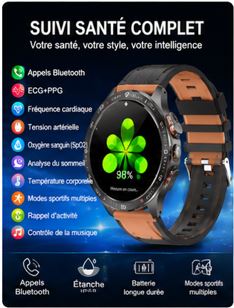 AI-GPT Health Watch 2026 – Montre Connectée Santé Premium ECG & Appels Bluetooth