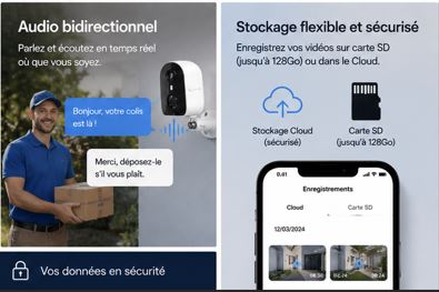 Caméra de Surveillance Galayou Sans Fil à Batterie – Vision Nocturne 2K & Audio Bidirectionnel