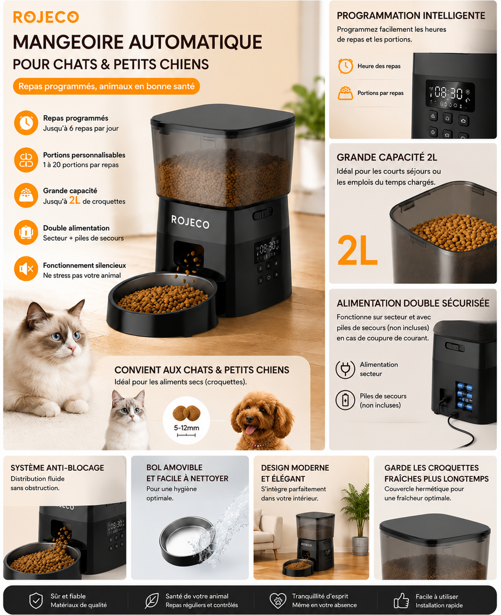 Mangeoire Automatique Intelligente pour Chat & Chien - ROJECO