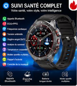 AI-GPT Health Watch 2026 – Montre Connectée Santé Premium ECG & Appels Bluetooth