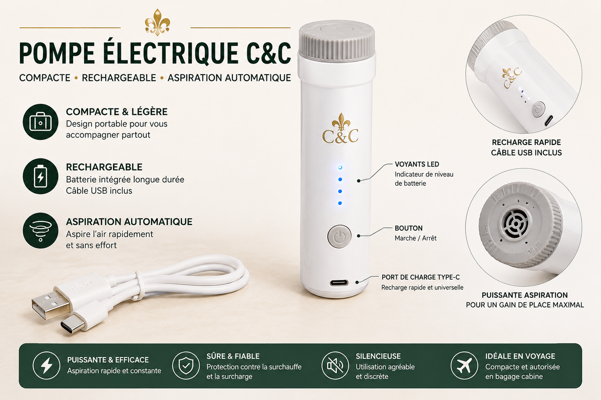 Kit de sacs sous vide C&C avec pompe électrique – 6 pièces