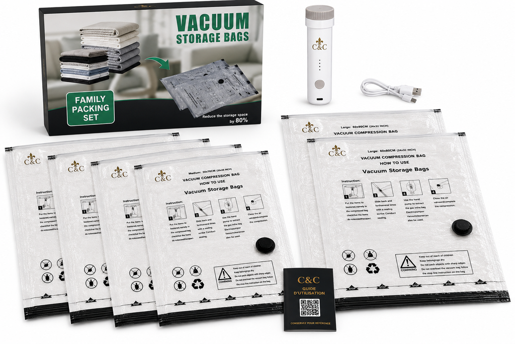 Kit de sacs sous vide C&C avec pompe électrique – 6 pièces