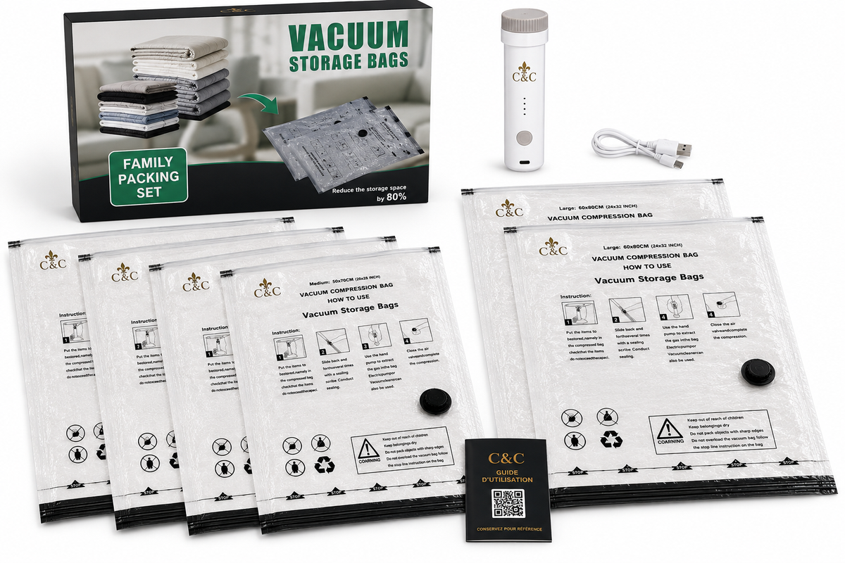 Kit de sacs sous vide C&C avec pompe électrique – 6 pièces