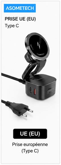 Station de Charge Sans Fil Magnétique 5-en-1 ASOMETECH – Charge Rapide 65W GaN