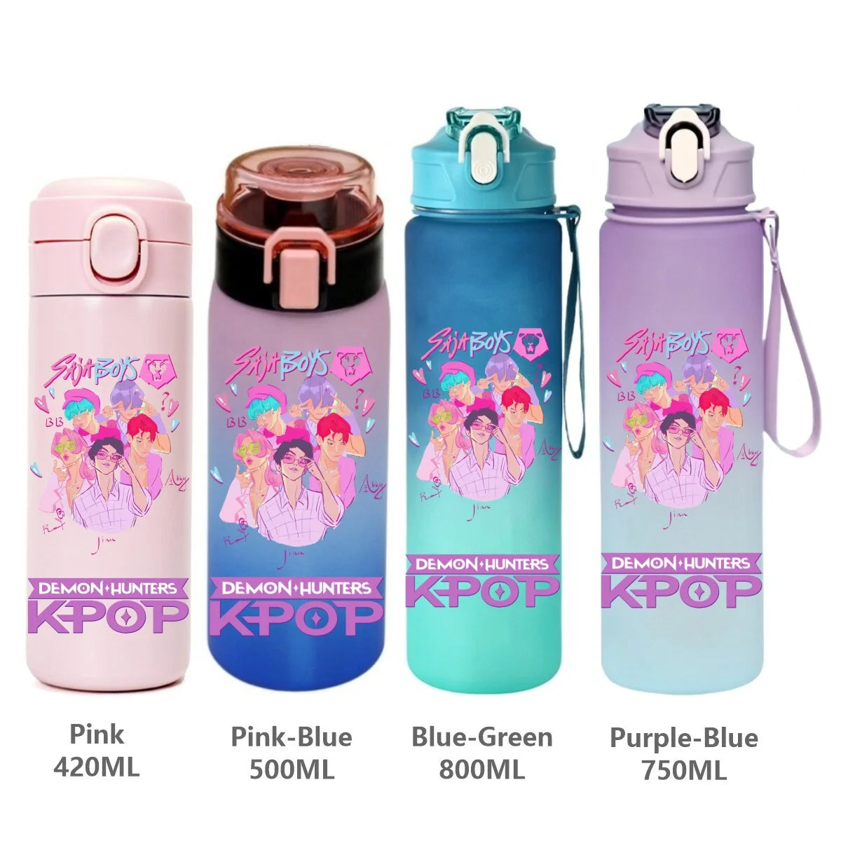 Gourde de sport KPop Demon Hunters, motif dessin animé tendance, étanche, portable, cadeau d'anniversaire pour enfants