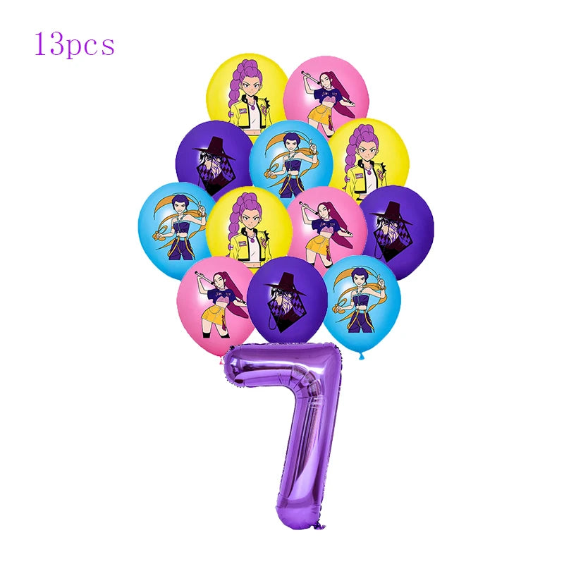Décoration d'anniversaire Kpop Chasseur de Démons : vaisselle, ballons en aluminium, sac cadeau, assiette, gobelet, décoration de gâteau Kpop, bannière, fond