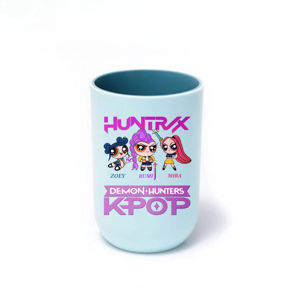 Gobelet à brosse à dents K-Pop Demon Hunters, gobelet en plastique pour bain de bouche, boîte de rangement pour articles de toilette de voyage, accessoires de salle de bain