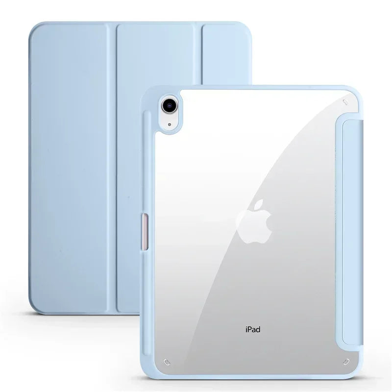 Étui pour iPad 10e génération avec porte-stylet, coque arrière rigide transparente en acrylique à trois volets, compatible avec iPad 10.2, 9.7, Air, 5, 11 et iPad 10, 9 et 11e génération (A16).