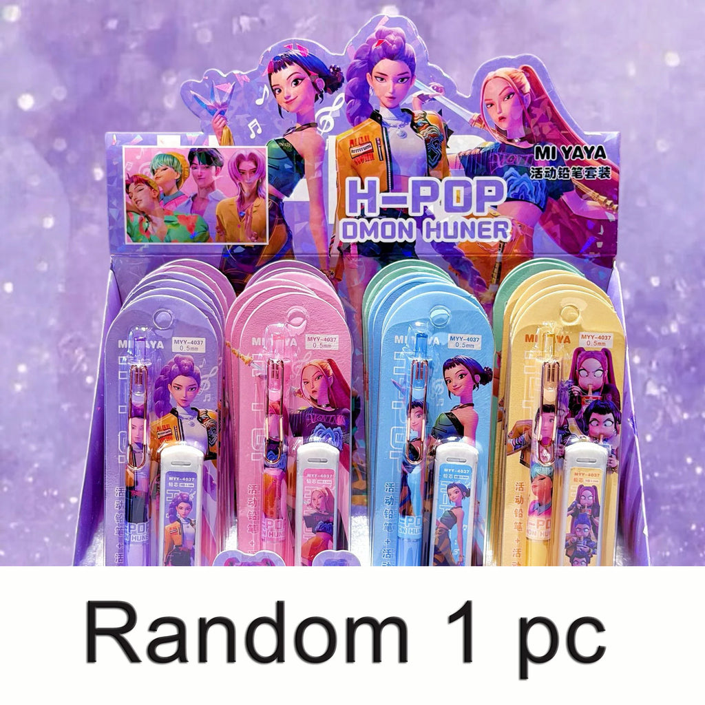 Ensemble de crayons automatiques KPOP Demon Hunter - Lot aléatoire de 1/2/4/6 pièces - Fournitures scolaires pour enfants, cadeau pour l'écriture et le dessin