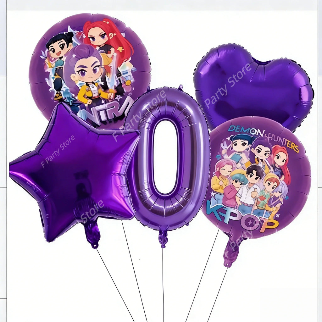 Décoration de fête d'anniversaire sur le thème des démons K-pop : ballons en aluminium Rumis, Globos, cadeaux pour enfants et filles, baby shower