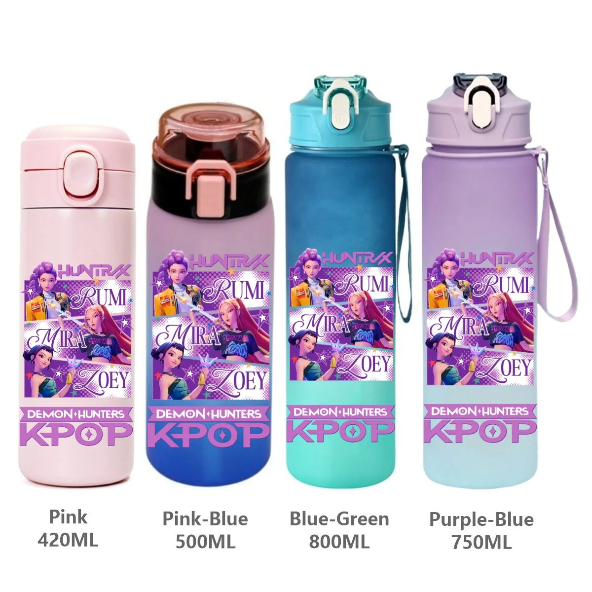 Gourde de sport KPop Demon Hunters, motif dessin animé tendance, étanche, portable, cadeau d'anniversaire pour enfants