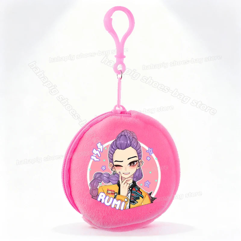 Mini porte-monnaie Kpop Demon Hunters pour fille, pochette ronde, portefeuille à fermeture éclair avec écouteurs et porte-clés, motif Zoey Mira Rumi, pour enfants