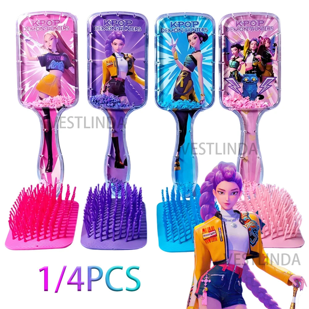 1/4 peignes K-Pop Demon Hunters, série anime, peigne de massage à coussin d'air périphérique, cadeau pour les amies, les étudiantes et les fans