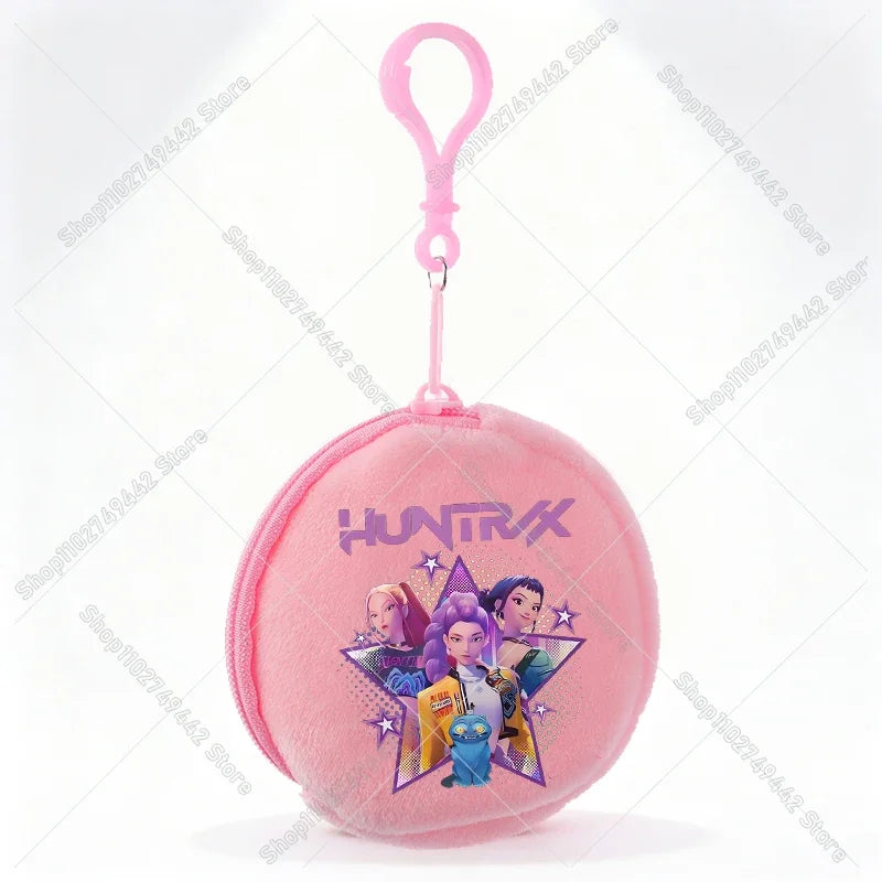 Mini porte-monnaie Kpop Demon Hunters pour fille, pochette ronde, portefeuille à fermeture éclair avec écouteurs et porte-clés, motif Zoey Mira Rumi, pour enfants