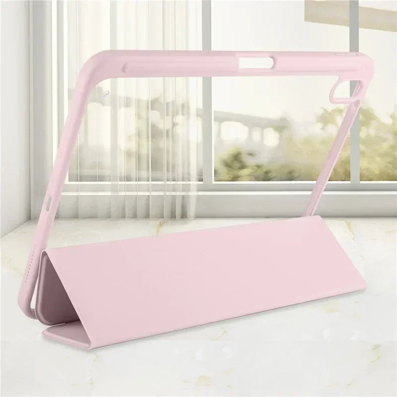 Étui pour iPad 10e génération avec porte-stylet, coque arrière rigide transparente en acrylique à trois volets, compatible avec iPad 10.2, 9.7, Air, 5, 11 et iPad 10, 9 et 11e génération (A16).