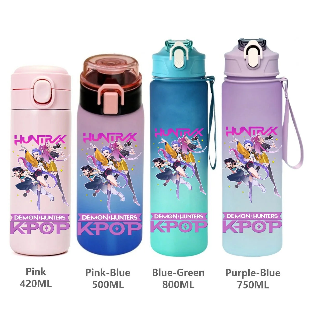 Gourde de sport KPop Demon Hunters, motif dessin animé tendance, étanche, portable, cadeau d'anniversaire pour enfants