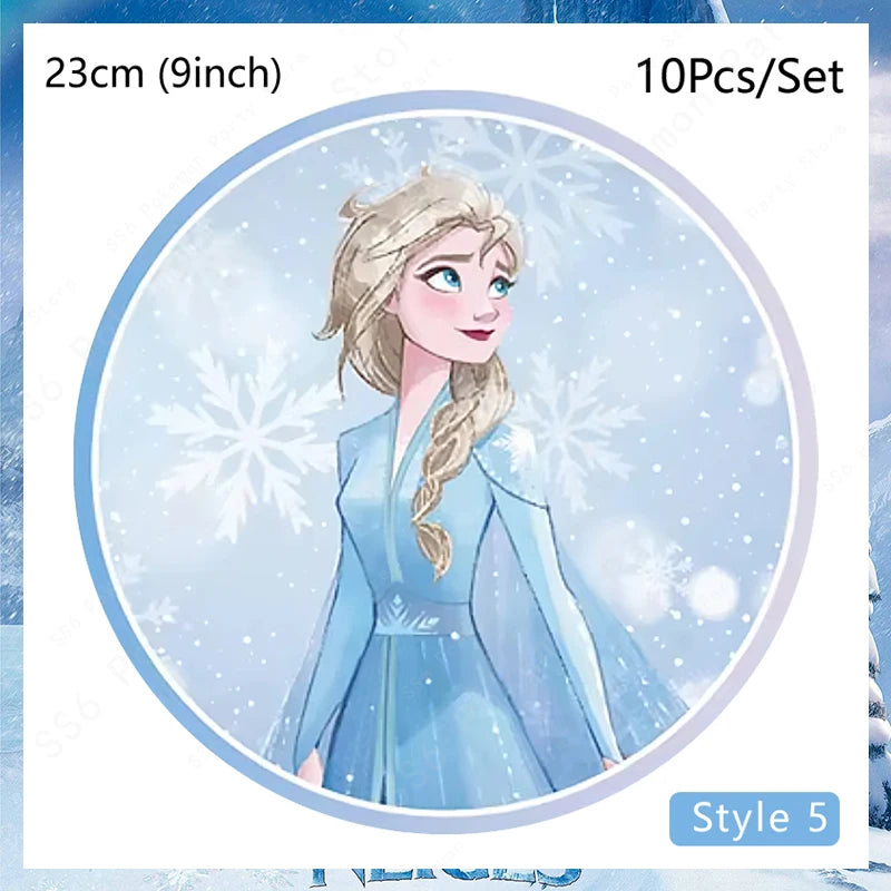 Kit de décoration pour fête d'anniversaire Disney Elsa La Reine des Neiges : vaisselle jetable, gobelets en papier, nappes, assiettes et sacs