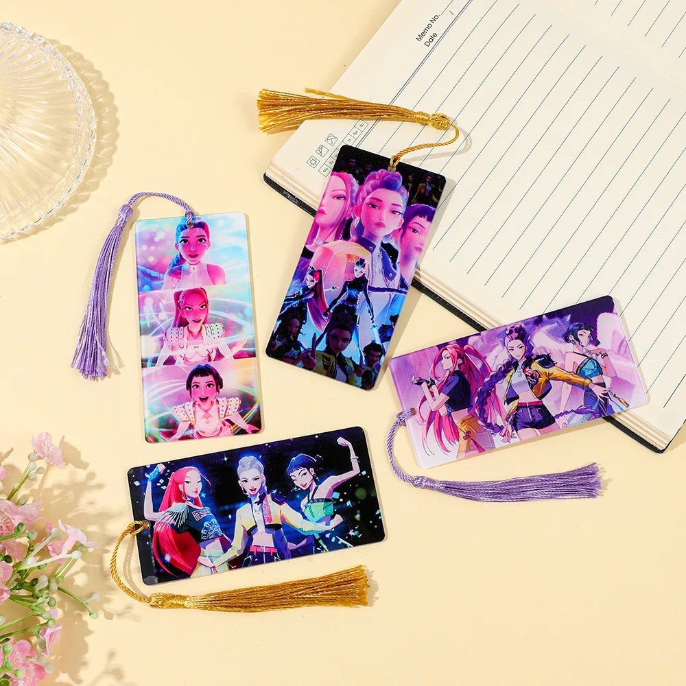 Marque-pages acryliques Kpop Demon Hunters - Accessoire de livre - Fournitures de lecture - Cadeau pour enseignants - Accessoires Kpop Demon Hunter - Papeterie mignonne