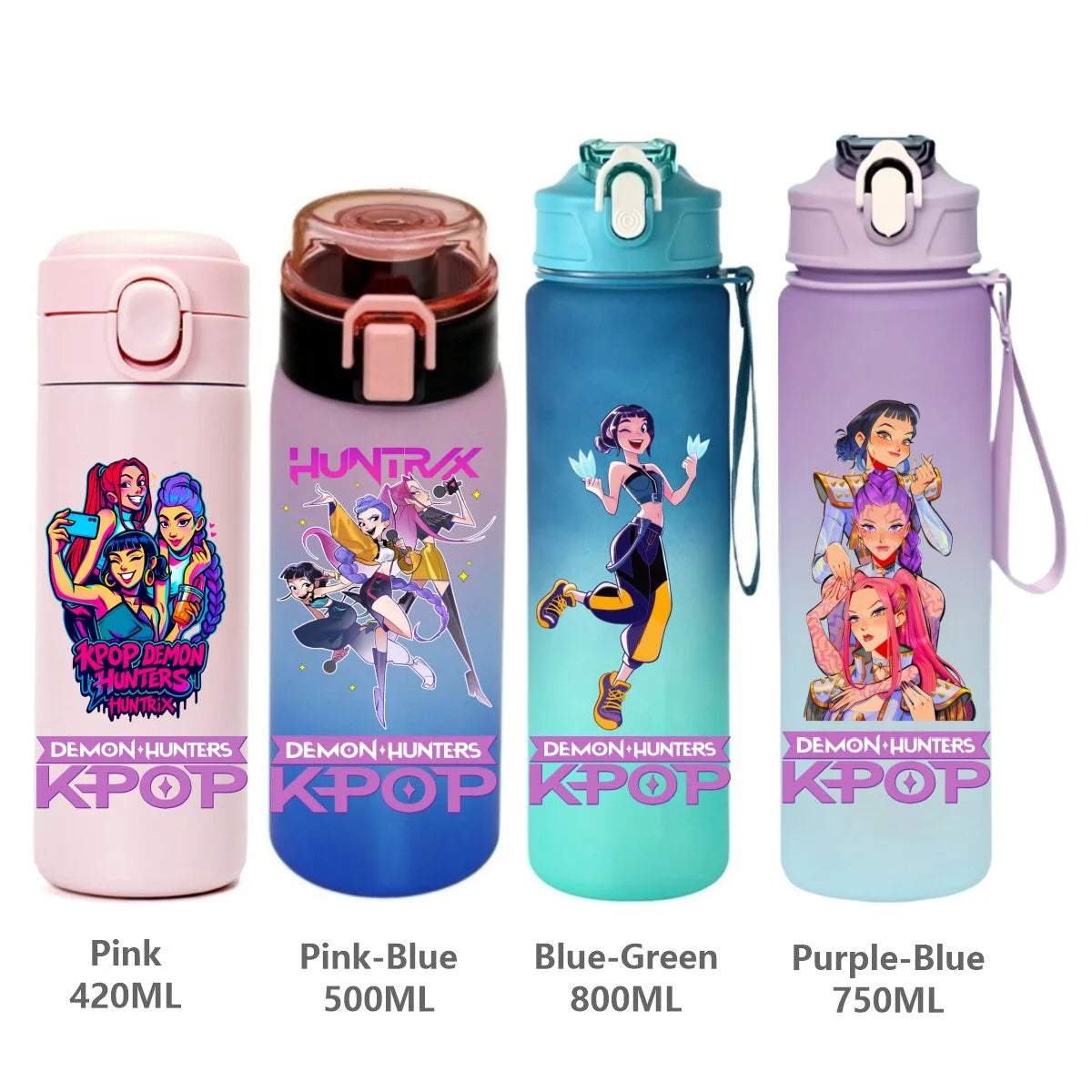 Gourde de sport KPop Demon Hunters, motif dessin animé tendance, étanche, portable, cadeau d'anniversaire pour enfants
