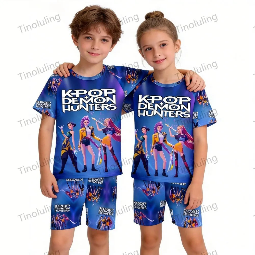Pyjamas pour filles et enfants de 3 à 12 ans - Pyjama court d'été pour petits garçons - Thème Kpop Demon Hunters