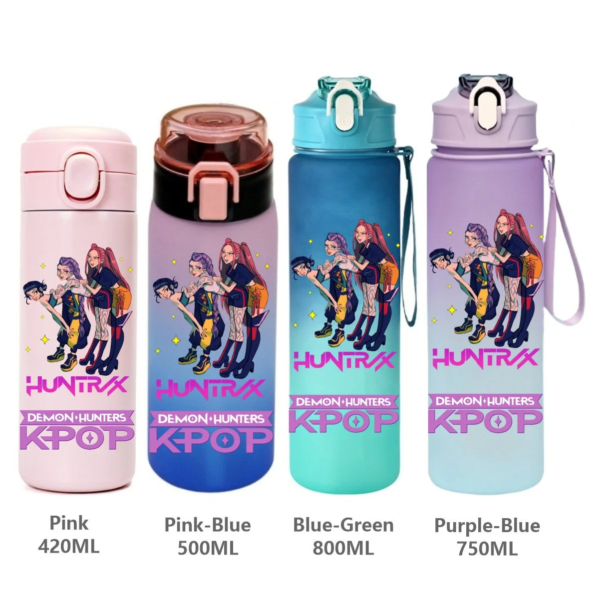 Gourde de sport KPop Demon Hunters, motif dessin animé tendance, étanche, portable, cadeau d'anniversaire pour enfants