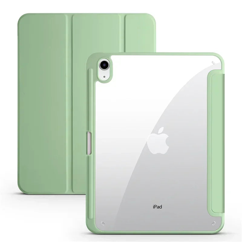 Étui pour iPad 10e génération avec porte-stylet, coque arrière rigide transparente en acrylique à trois volets, compatible avec iPad 10.2, 9.7, Air, 5, 11 et iPad 10, 9 et 11e génération (A16).