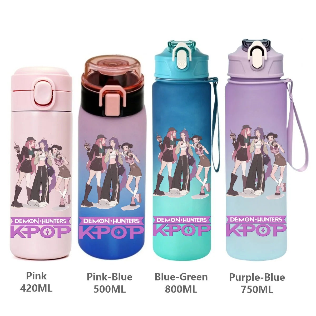 Gourde de sport KPop Demon Hunters, motif dessin animé tendance, étanche, portable, cadeau d'anniversaire pour enfants