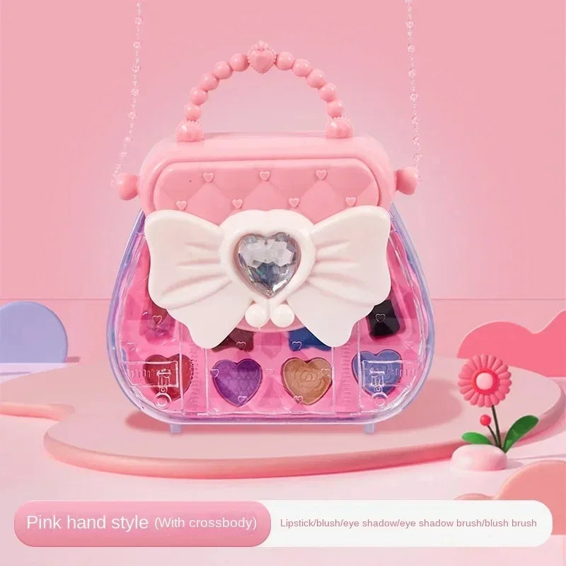 Coffret de maquillage pour fille, jouet maison de poupée, fard à paupières, maquillage de princesse, sac à main, amusant, sûr, soluble dans l'eau, cadeau d'anniversaire