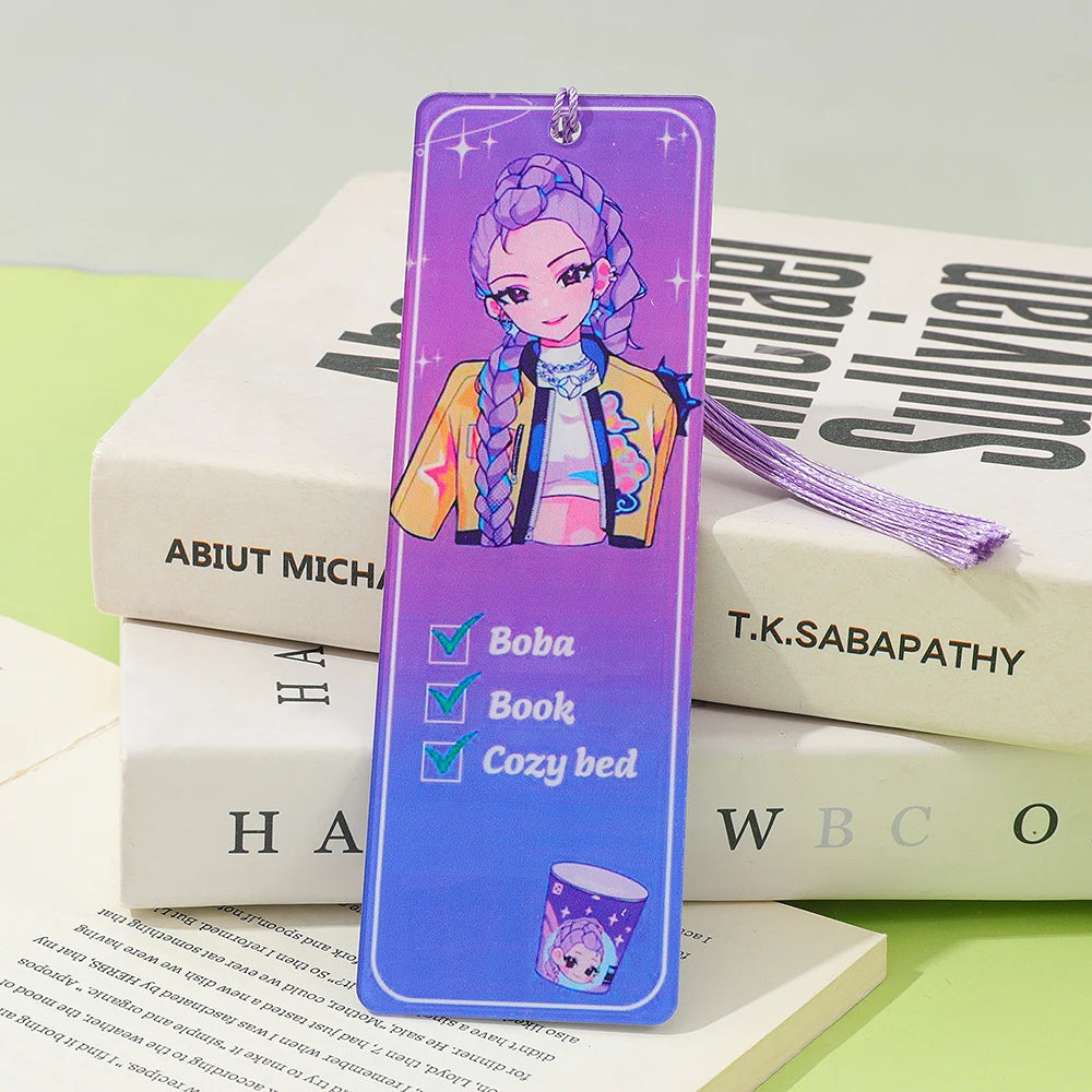 Marque-pages acryliques Kpop Demon Hunters - Accessoire de livre - Fournitures de lecture - Cadeau pour enseignants - Accessoires Kpop Demon Hunter - Papeterie mignonne