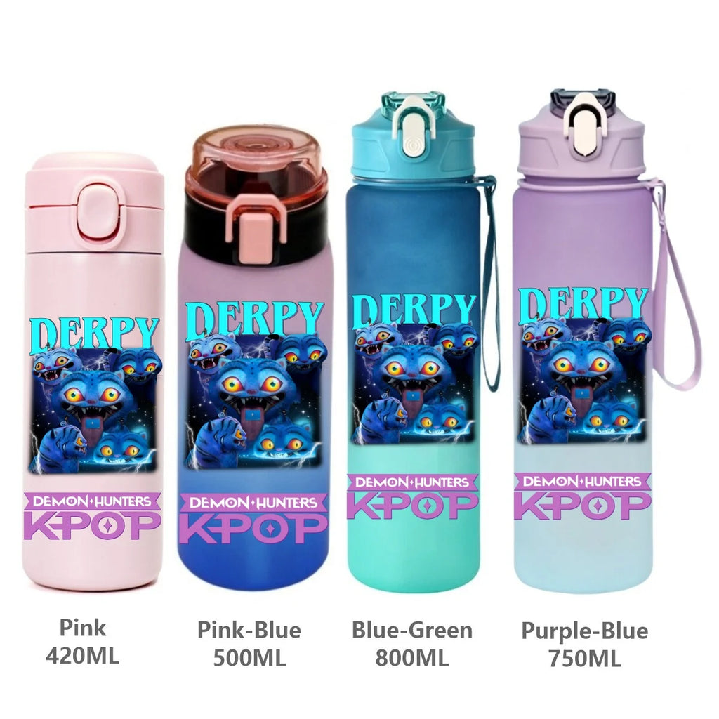 Gourde de sport KPop Demon Hunters, motif dessin animé tendance, étanche, portable, cadeau d'anniversaire pour enfants