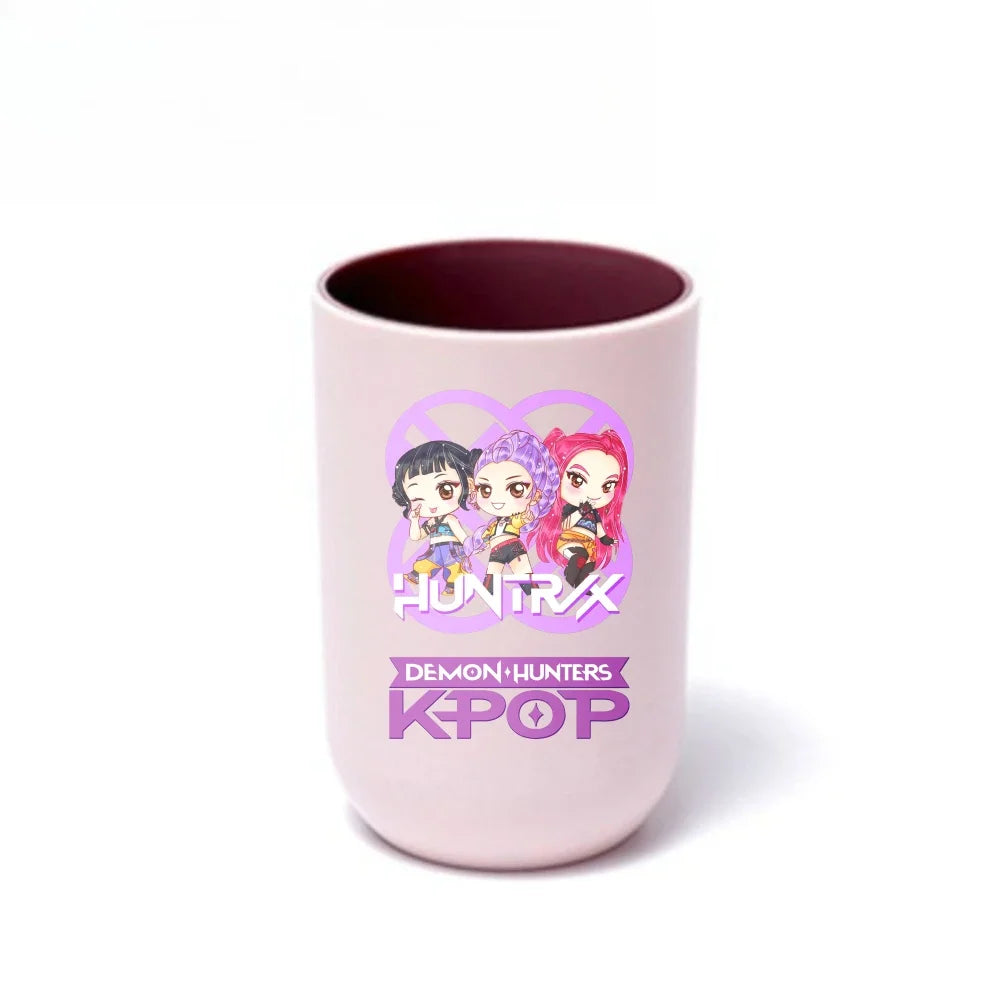 Gobelet à brosse à dents K-Pop Demon Hunters, gobelet en plastique pour bain de bouche, boîte de rangement pour articles de toilette de voyage, accessoires de salle de bain