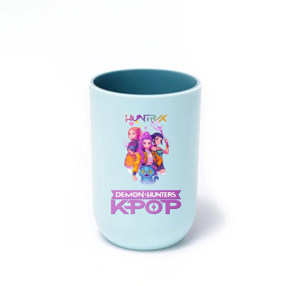 Gobelet à brosse à dents K-Pop Demon Hunters, gobelet en plastique pour bain de bouche, boîte de rangement pour articles de toilette de voyage, accessoires de salle de bain