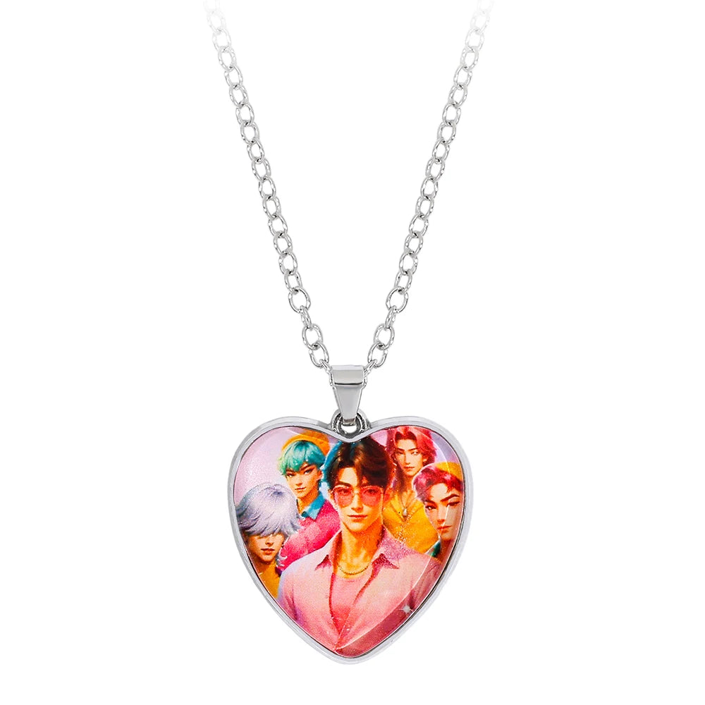 Films occidentaux populaires - Accessoire collier en forme de cœur Kpop Demon Hunter : Witch Hunter Girl Squad Time Gem